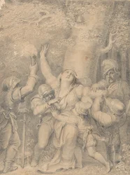 Königin Margarete von Anjou mit dem Prinzen, ihrem Sohn, von Räubern ihrer Insignien beraubt